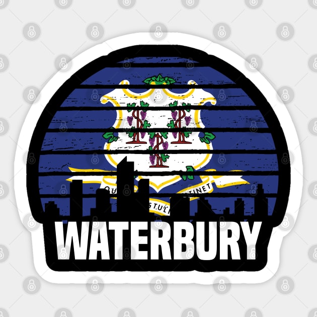 Waterbury Connecticut CT Group City Silhouette Flag Sticker by jkshirts